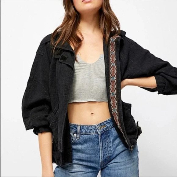 New Free People Jayde Safari Bomber Jacket XS - Picture 1 of 9